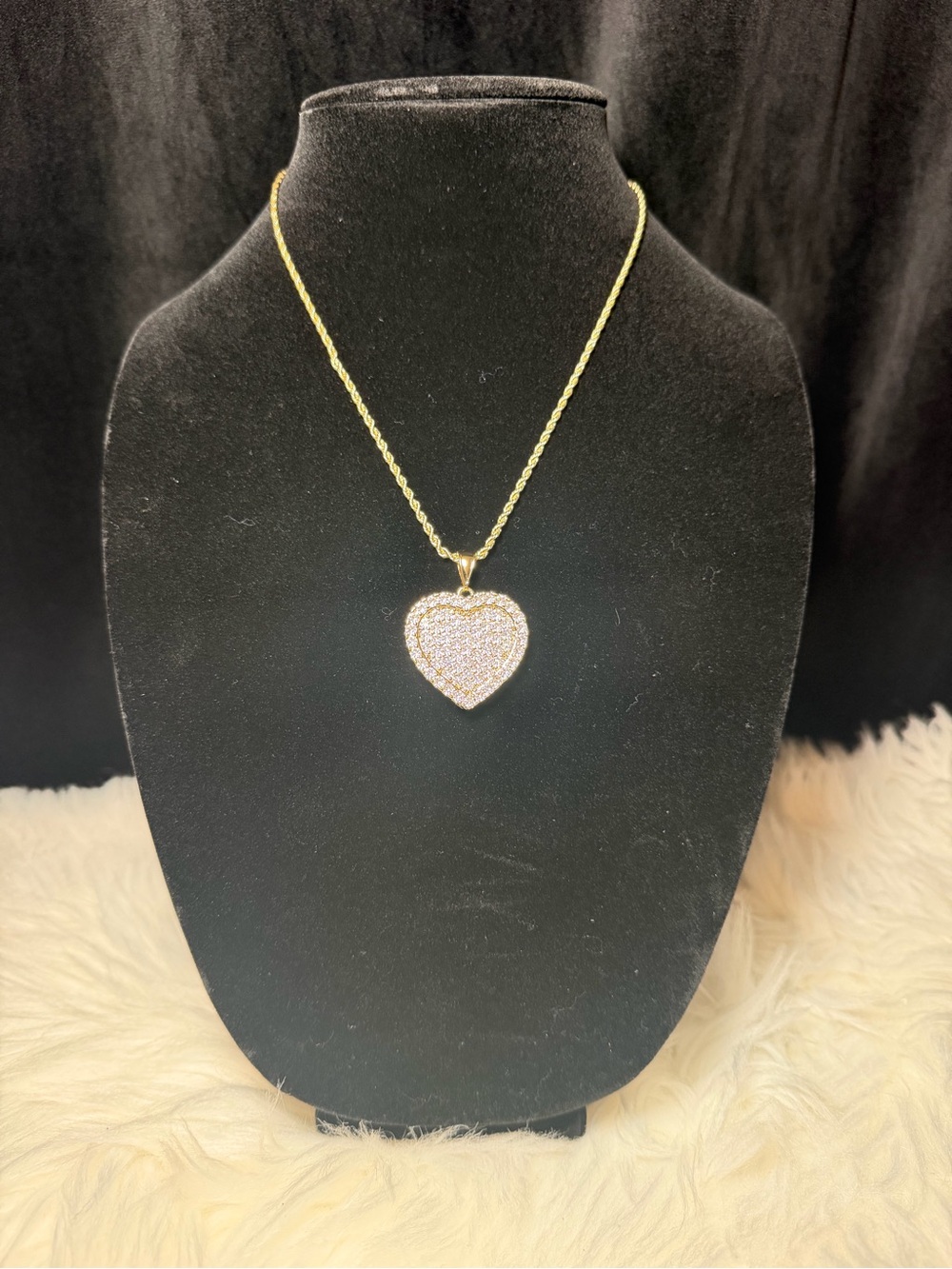 White Gold Heart 30MM Necklace
